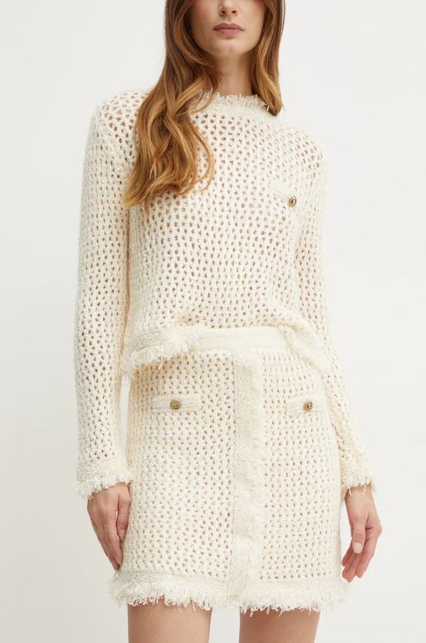 Twinset Suknja s primjesom vune Twinset boja: bež, mini, ravna, 242TP3771