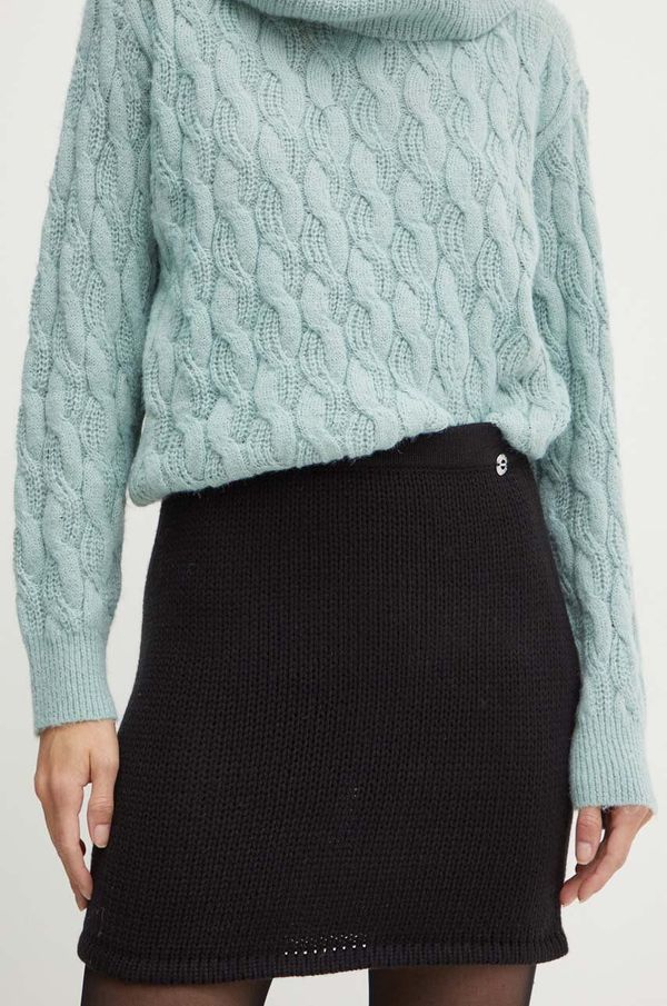 Twinset Suknja s primjesom vune Twinset boja: crna, mini, širi se prema dolje, 242AP3301