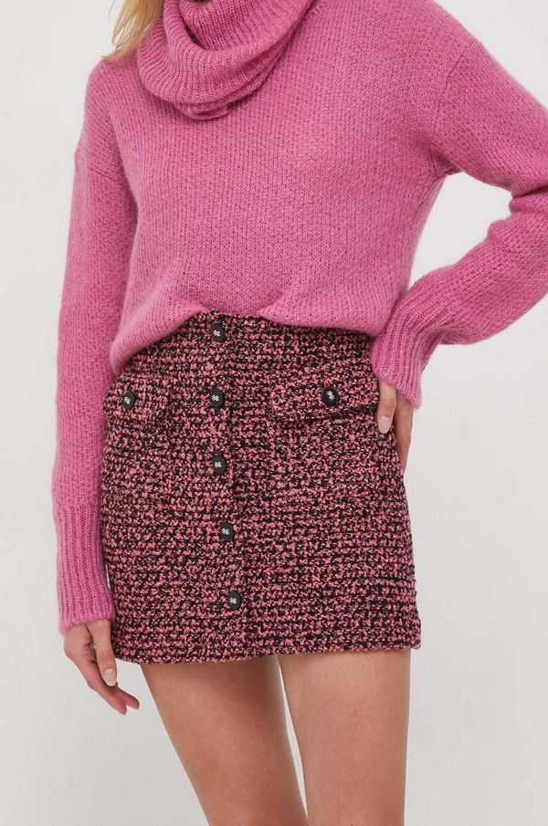United Colors of Benetton Suknja s primjesom vune United Colors of Benetton boja: ružičasta, mini, ravna