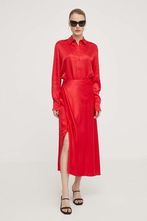 Samsoe Samsoe Suknja Samsoe Samsoe boja: crvena, midi, širi se prema dolje