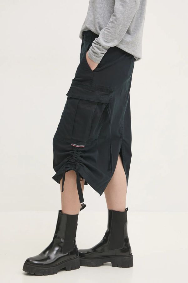 Superdry Suknja Superdry boja: tamno plava, midi, ravna, W7210336A-AFB