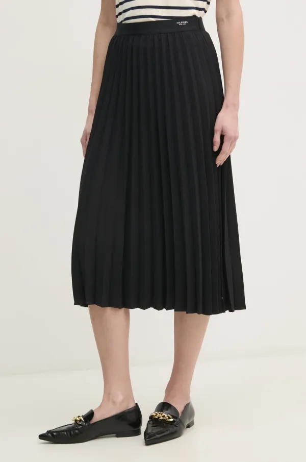 Tommy Hilfiger Suknja Tommy Hilfiger boja: crna, midi, širi se prema dolje, WW0WW43886