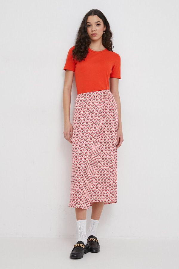 Tommy Hilfiger Suknja Tommy Hilfiger boja: crvena, midi, širi se prema dolje