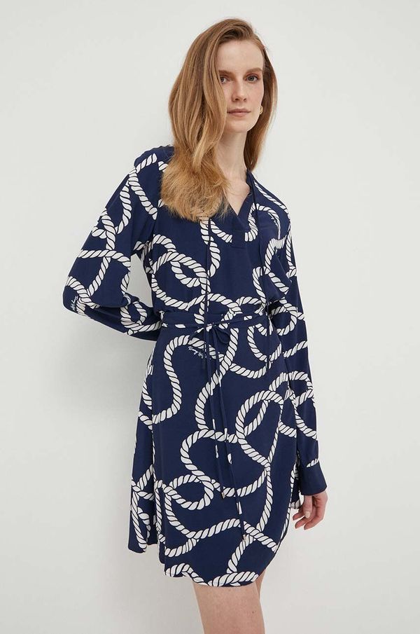 Tommy Hilfiger Suknja Tommy Hilfiger boja: tamno plava, mini, širi se prema dolje