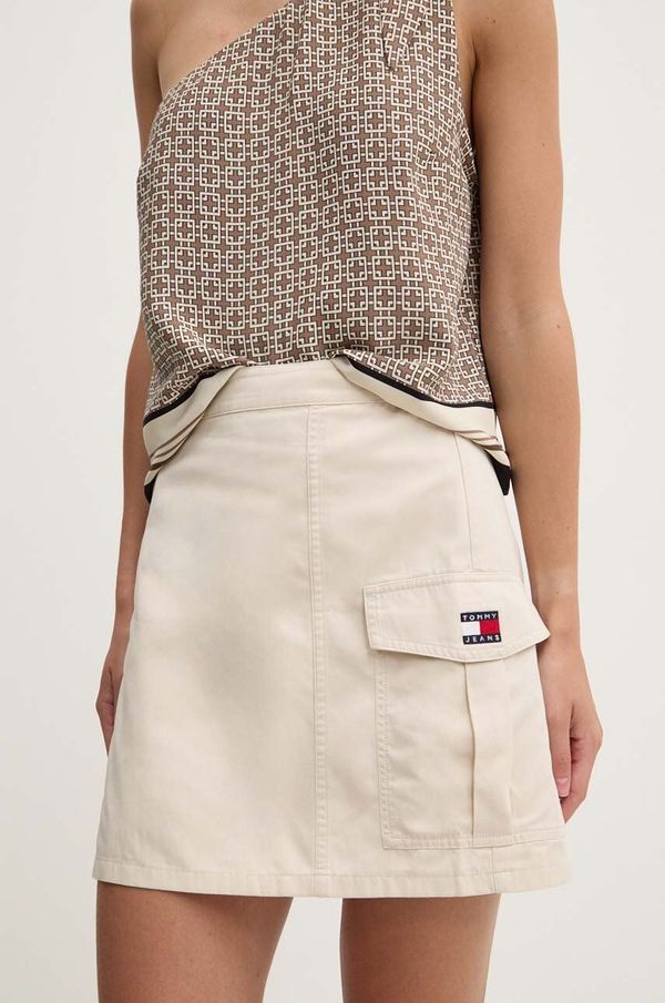 Tommy Jeans Suknja Tommy Jeans boja: bež, mini, širi se prema dolje, DW0DW18486