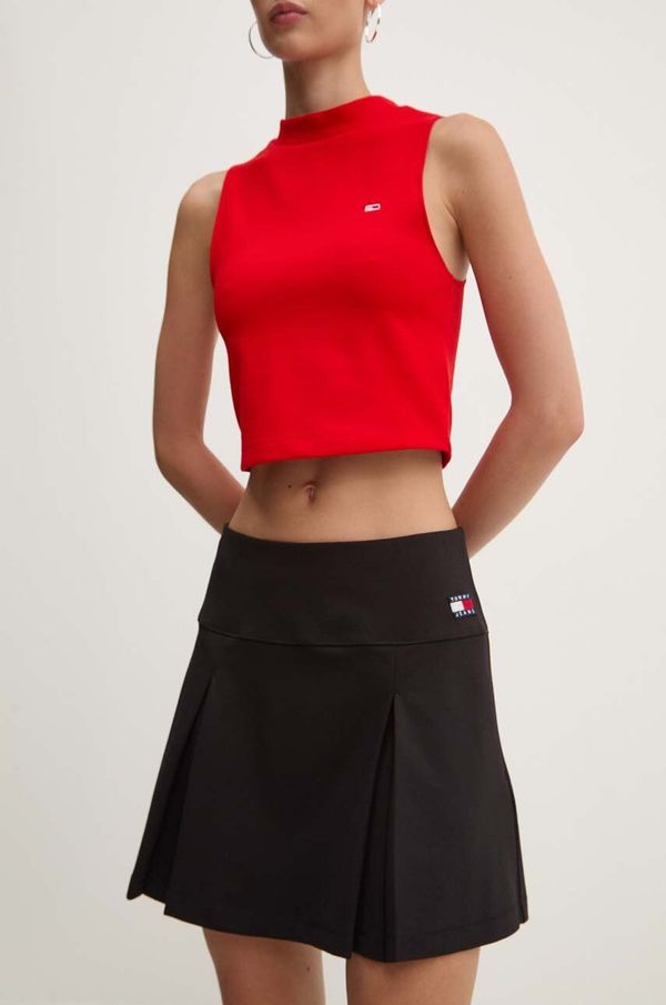 Tommy Jeans Suknja Tommy Jeans boja: crna, mini, širi se prema dolje, DW0DW18489