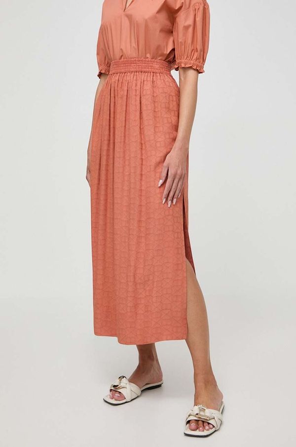 Twinset Suknja Twinset boja: narančasta, midi, širi se prema dolje