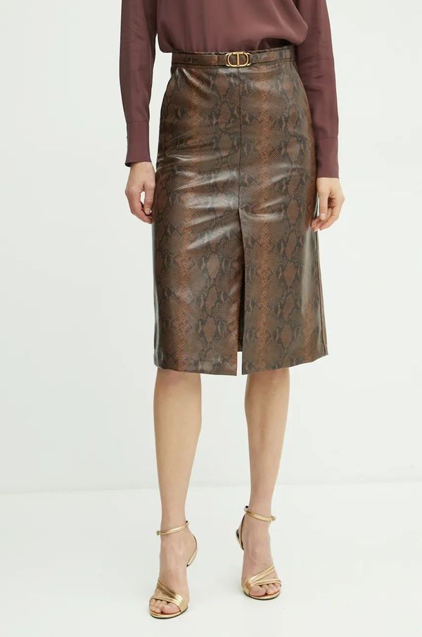 Twinset Suknja Twinset boja: smeđa, midi, pencil, 242TT2230