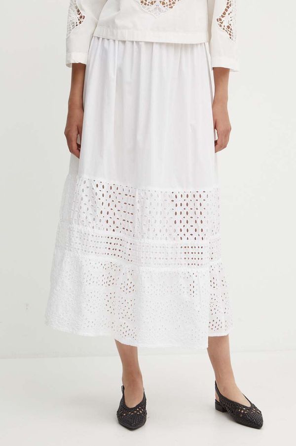 United Colors of Benetton Suknja United Colors of Benetton boja: bijela, maxi, širi se prema dolje