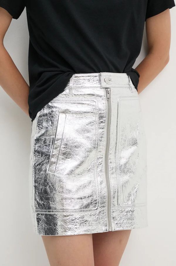 Zadig&Voltaire Suknja ZADIG&VOLTAIRE boja: srebrna, mini, širi se prema dolje, RWSK00005