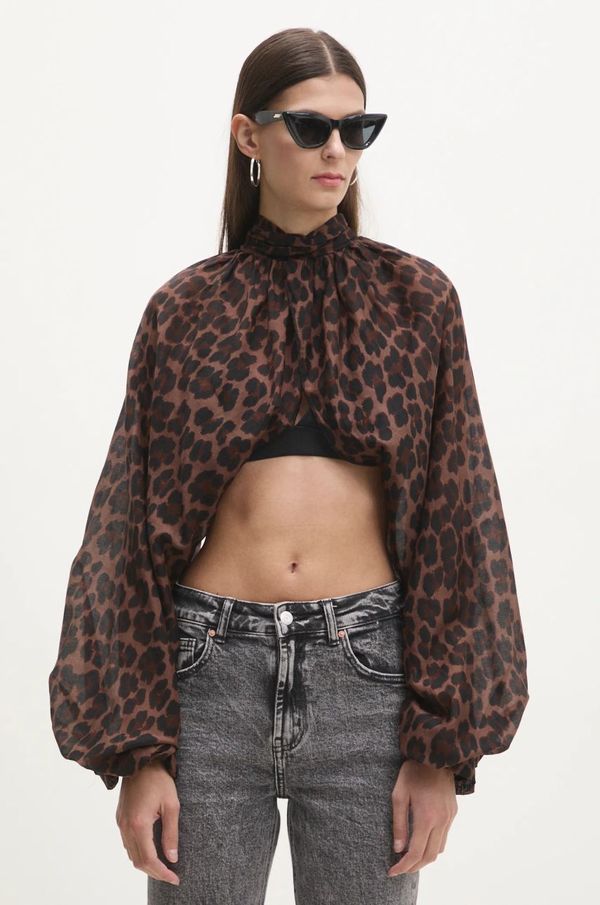 Answear Lab Svilena bluza Answear Lab boja: smeđa, s uzorkom