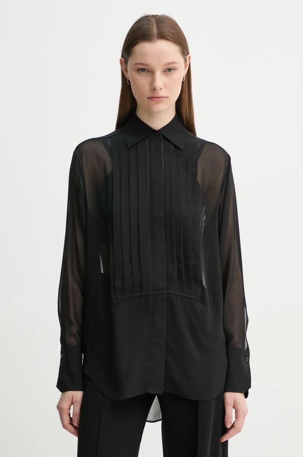 A.L.C. Svilena košulja A.L.C. boja: crna, regular, s klasičnim ovratnikom, 5TOPS01754