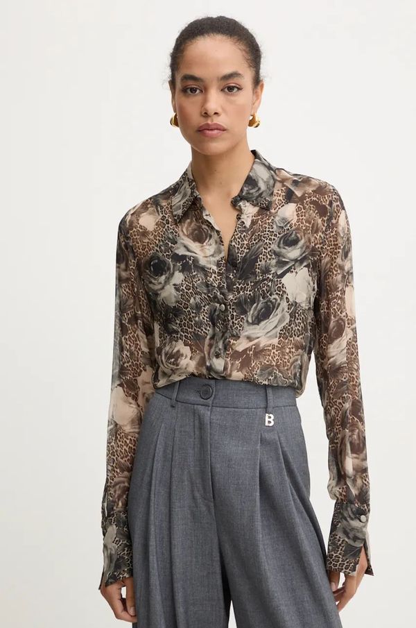 Blugirl Blumarine Svilena košulja Blugirl Blumarine boja: siva, regular, s klasičnim ovratnikom, RF4119.T3948