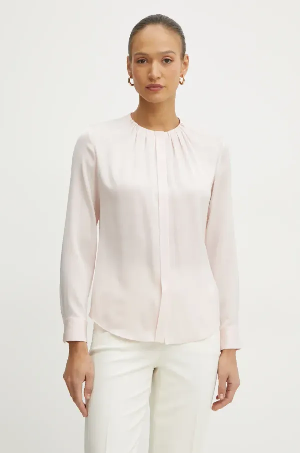 BOSS Svilena košulja BOSS za žene, boja: ružičasta, regular, 50538481