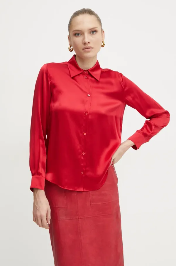 Max&Co. Svilena košulja MAX&Co. boja: crvena, regular, s klasičnim ovratnikom, 2516111061200