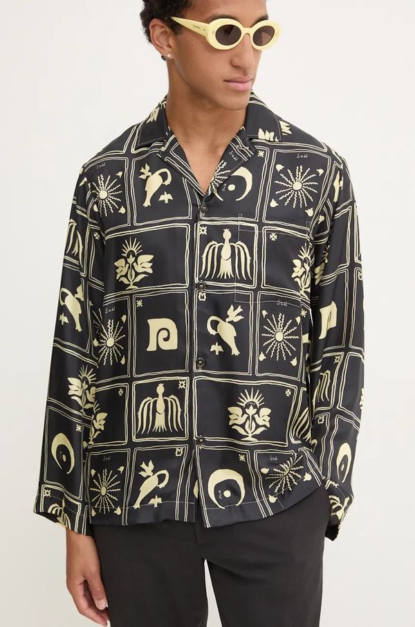 Nanushka Svilena košulja Nanushka JELMER boja: crna, relaxed, NM24PFSH01499