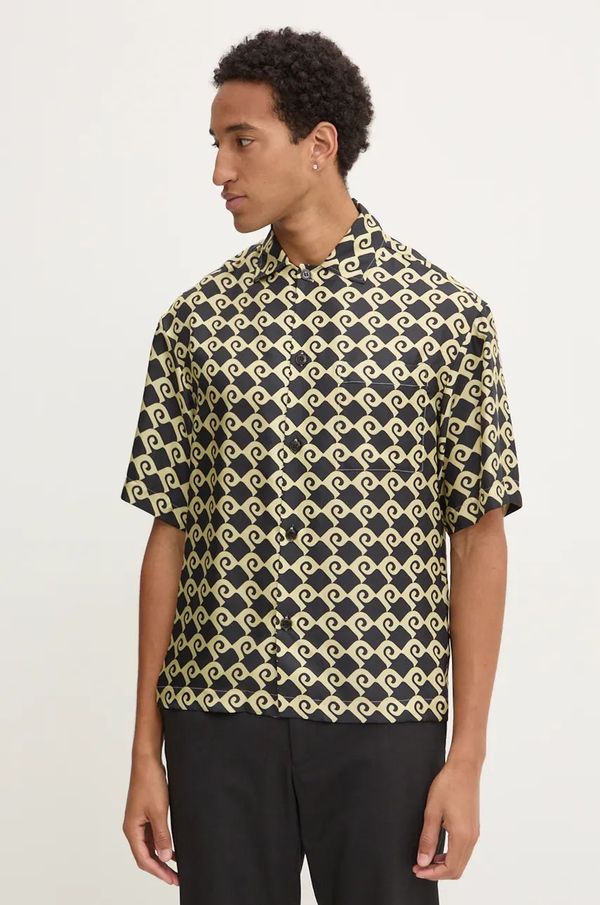 Nanushka Svilena košulja Nanushka MAXTON boja: crna, relaxed, s klasičnim ovratnikom, NM24PFSH06298