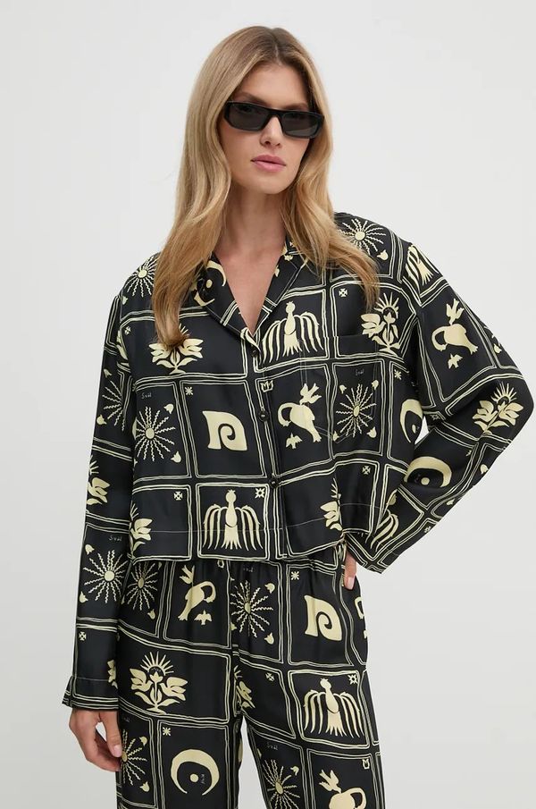 Nanushka Svilena košulja Nanushka VALLY boja: crna, relaxed, s klasičnim ovratnikom, NW24PFTP5499