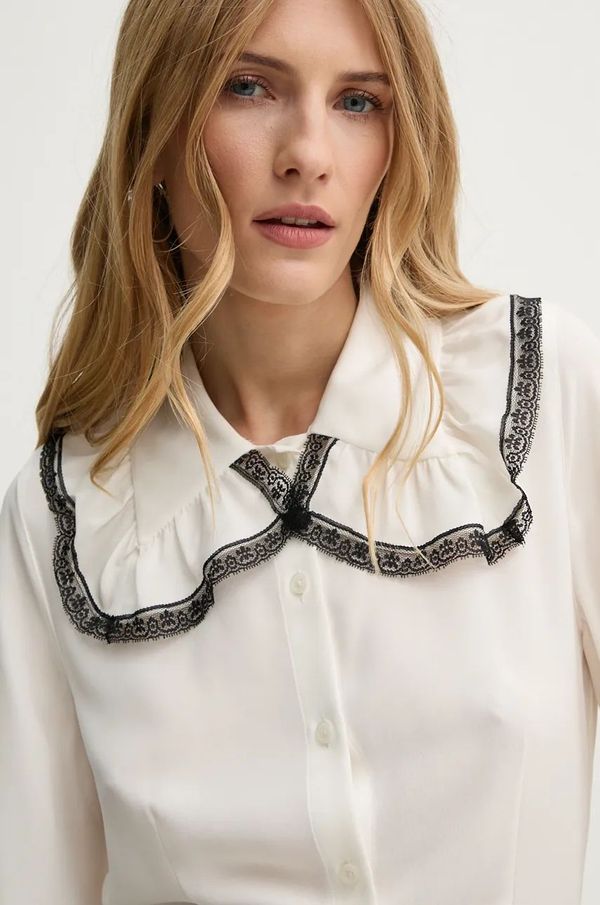 The Kooples Svilena košulja The Kooples boja: bijela, regular, s klasičnim ovratnikom, FCCL29004K