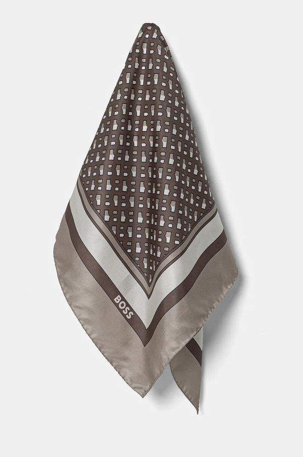 BOSS Svilena marama BOSS boja: smeđa, s uzorkom, 50536118
