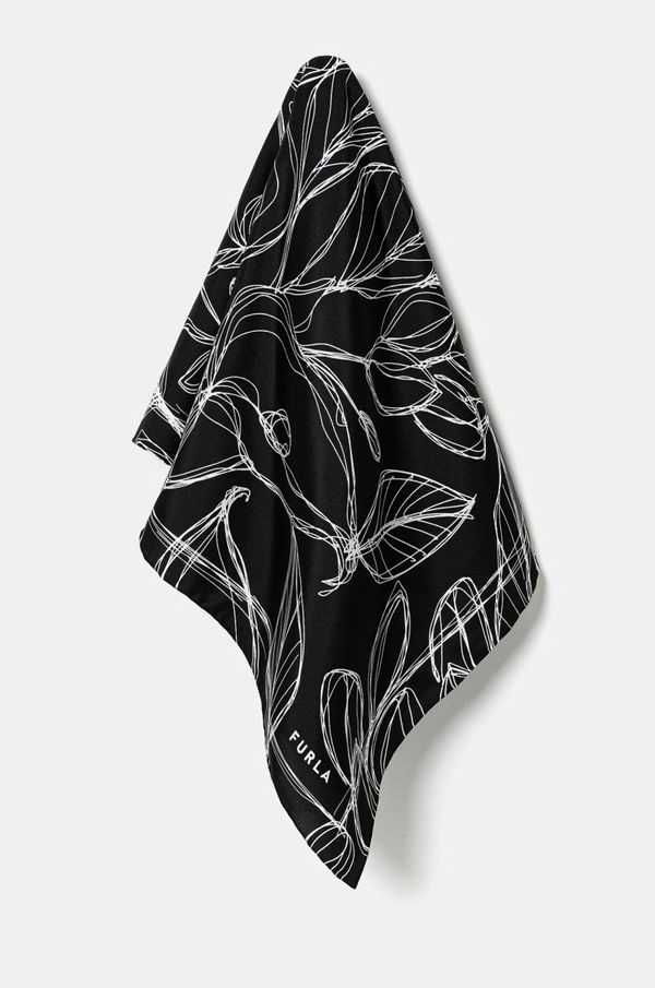 Furla Svileni rubac Furla boja: crna, s uzorkom, WT00021 BX3591 O6000