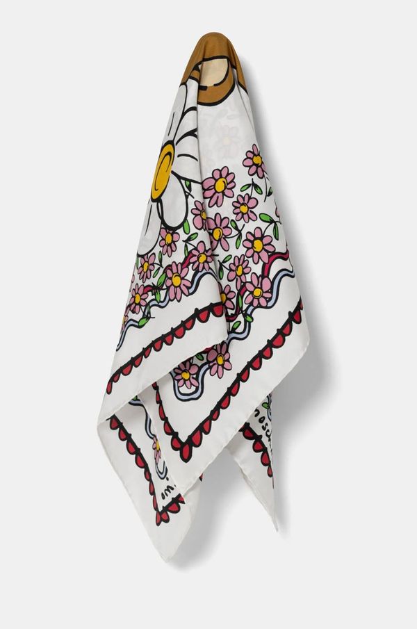 Moschino Svileni rubac Moschino 90 x 90 cm boja: bijela, s uzorkom, M3229 3549