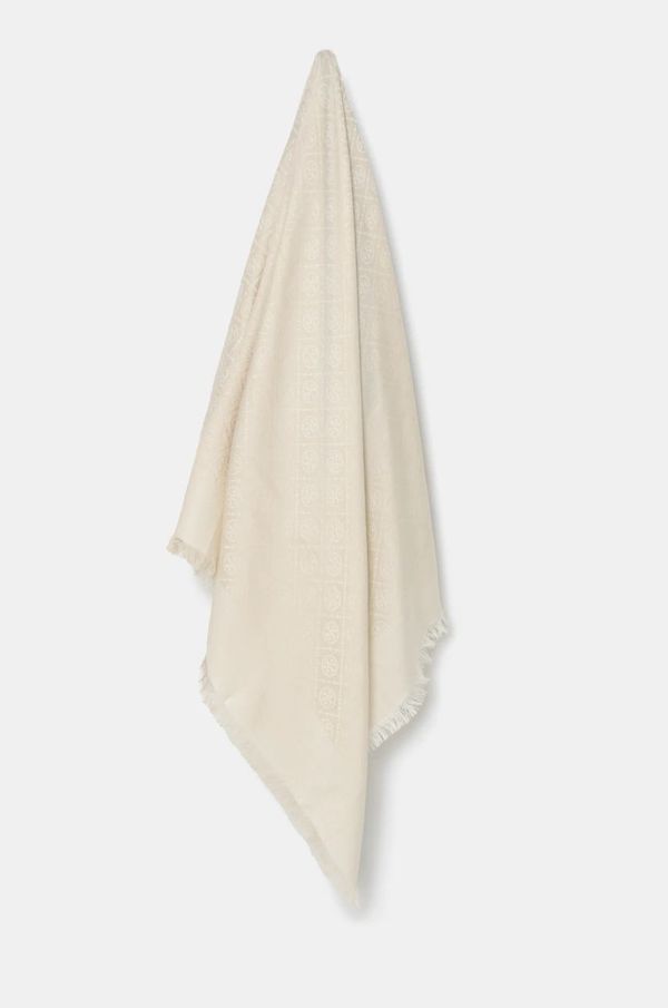 Tory Burch Svileni rubac Tory Burch T Monogram boja: bež, s uzorkom, 160570.104