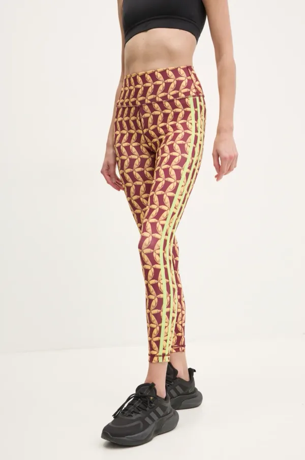 adidas Performance Tajice za trening adidas Performance x Farm Rio boja: bordo, s uzorkom, JD6310