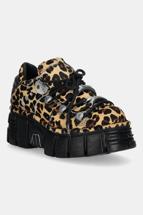 New Rock Tenisice od brušene kože New Rock Pelo Leopardo Cuero M Tower Negro Lateral