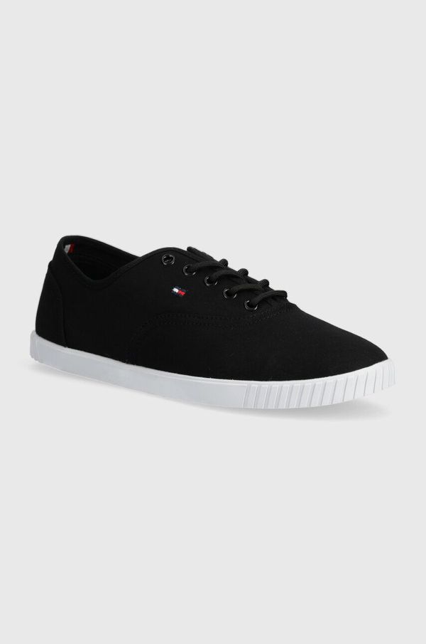 Tommy Hilfiger Tenisice Tommy Hilfiger CANVAS LACE UP SNEAKER za žene, boja: crna, FW0FW07805
