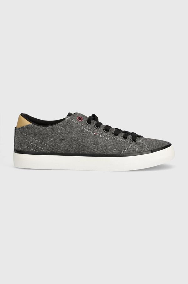 Tommy Hilfiger Tenisice Tommy Hilfiger TH HI VULC LOW CHAMBRAY za muškarce, boja: crna, FM0FM04945