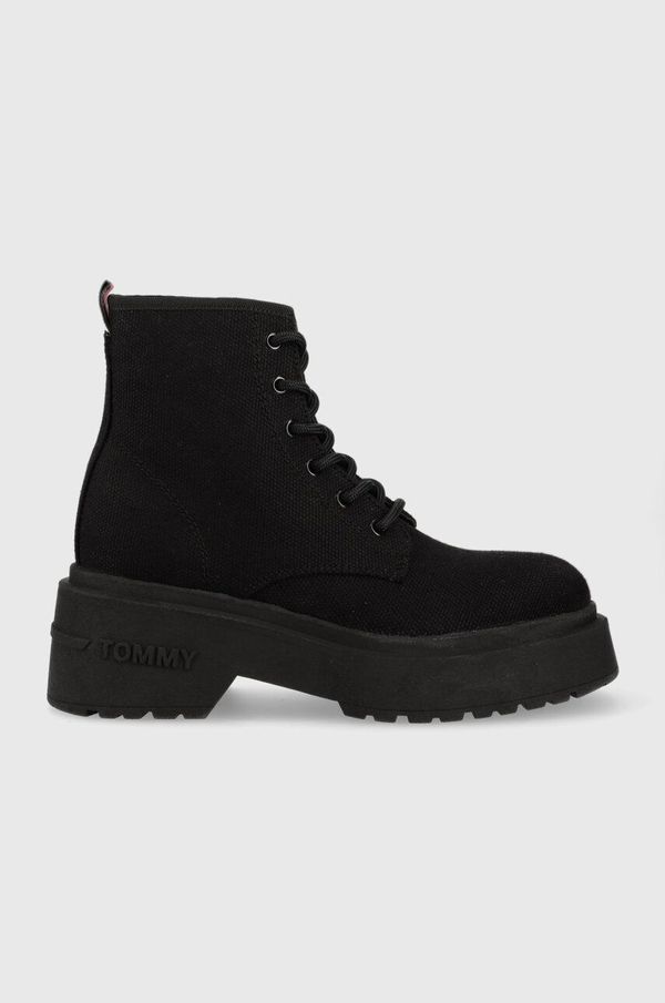 Tommy Jeans Tenisice Tommy Jeans LACE UP FESTIV BOOTS za žene, boja: crna, EN0EN02133