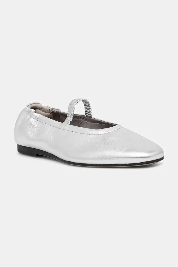 Tommy Hilfiger Tommy Hilfiger balerinke od kože SILVER LTH ELLASTIC BALLERINA