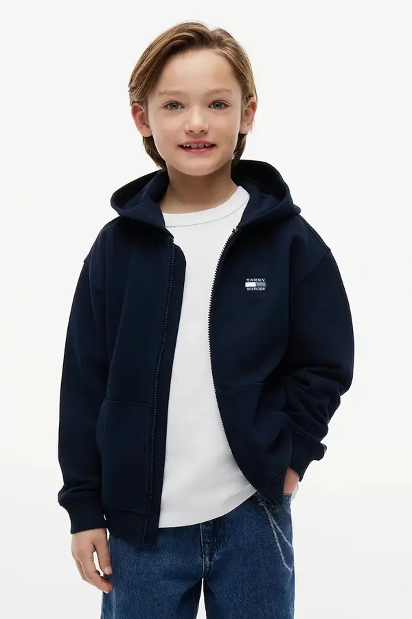 Tommy Hilfiger Tommy Hilfiger dukserica na zakopčavanje sa kapuljačom za djecu od pamuka