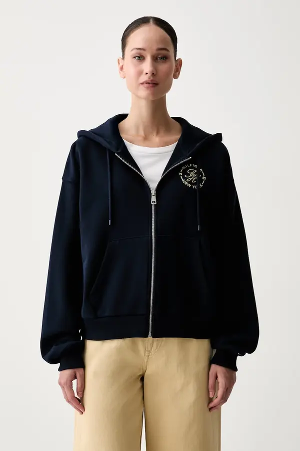 Tommy Hilfiger Tommy Hilfiger dukserica na zakopčavanje sa kapuljačom ženska pamučna