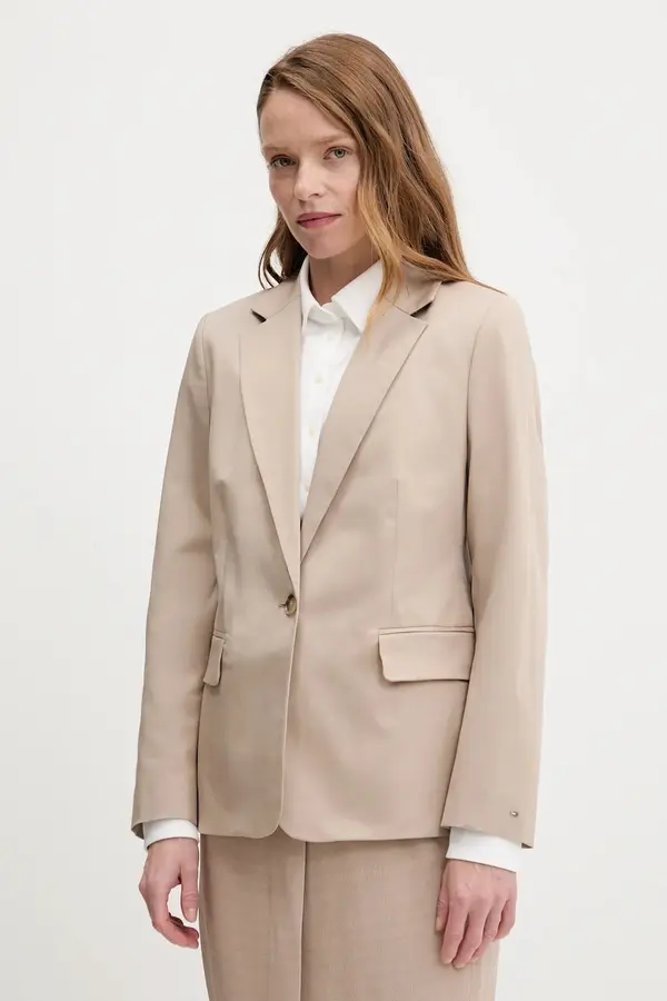 Tommy Hilfiger Tommy Hilfiger jednoredni sako za žene s pamukom