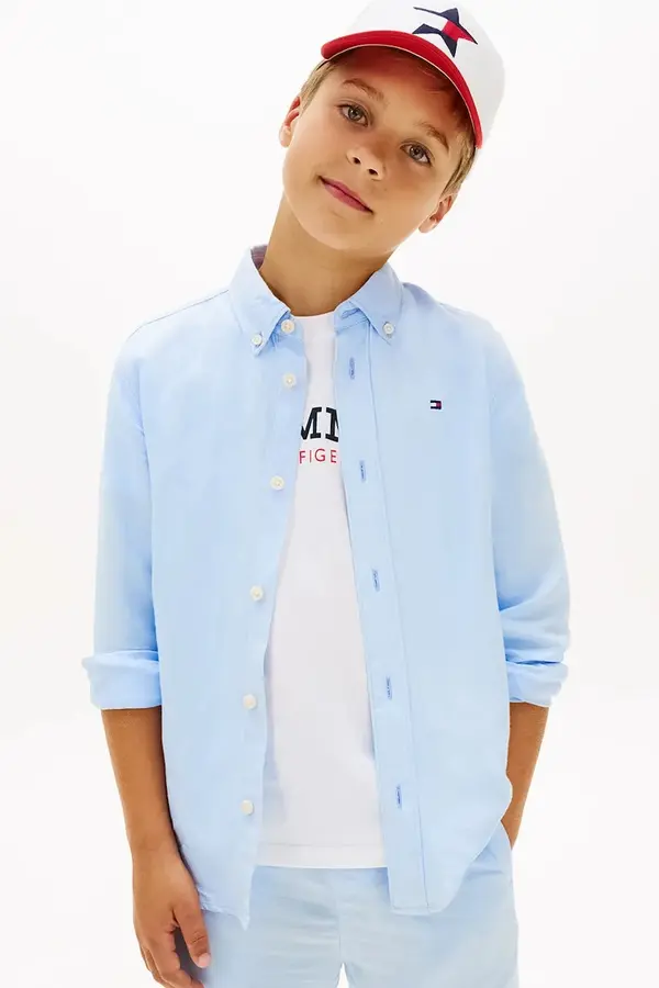Tommy Hilfiger Tommy Hilfiger košulja za djecu s lanom