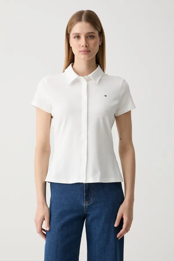 Tommy Hilfiger Tommy Hilfiger košulja za žene od pamuka s elastanom