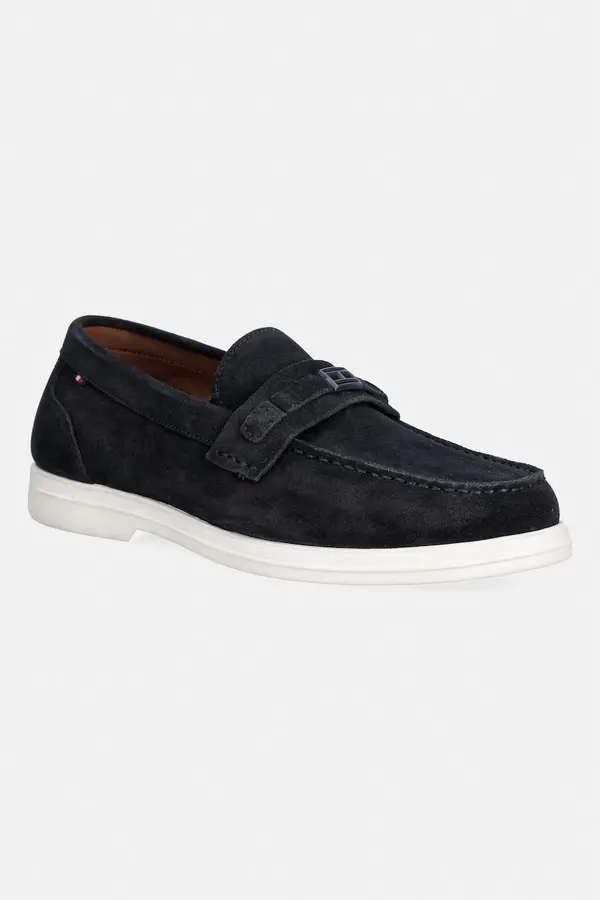 Tommy Hilfiger Tommy Hilfiger mokasinke za muškarce od brušene kože LIGHT SUEDE FLAG HARDWARE LOAFER