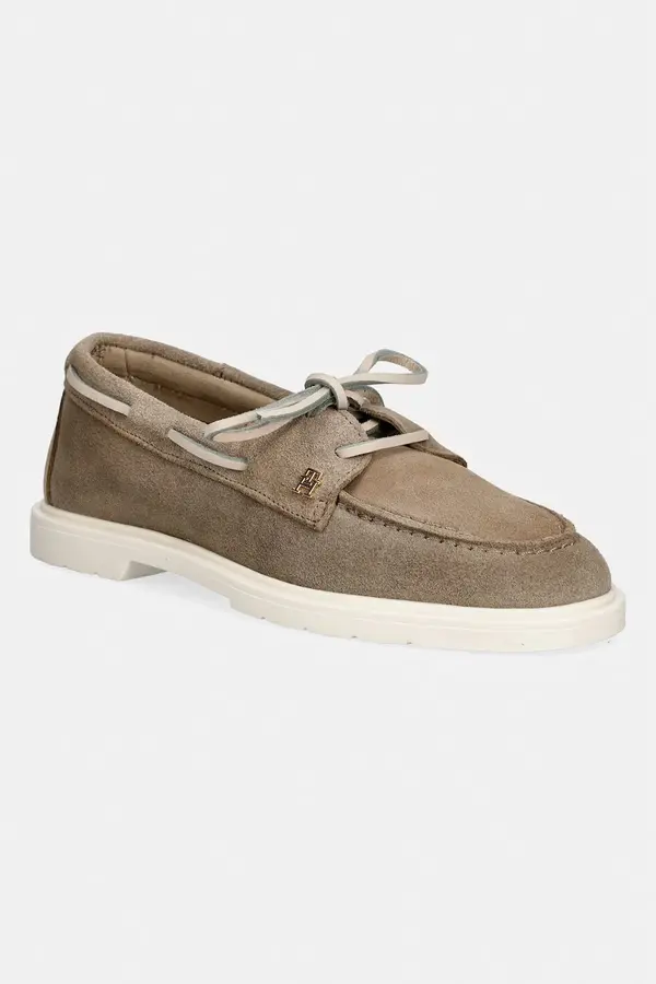 Tommy Hilfiger Tommy Hilfiger mokasinke za žene od brušene kože LIGHT SUEDE BOAT SHOE