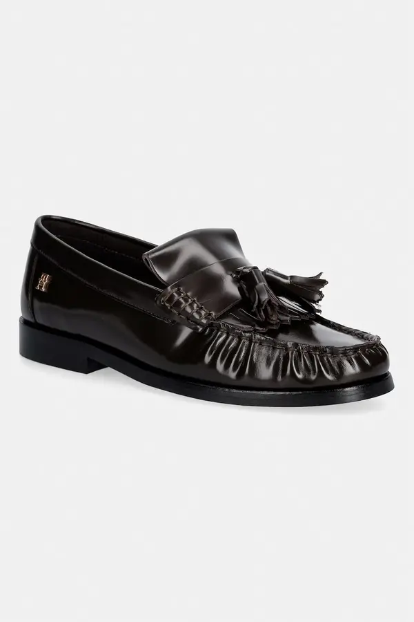 Tommy Hilfiger Tommy Hilfiger mokasinke za žene od kože TH LOAFER TASSEL ABRASIVATO