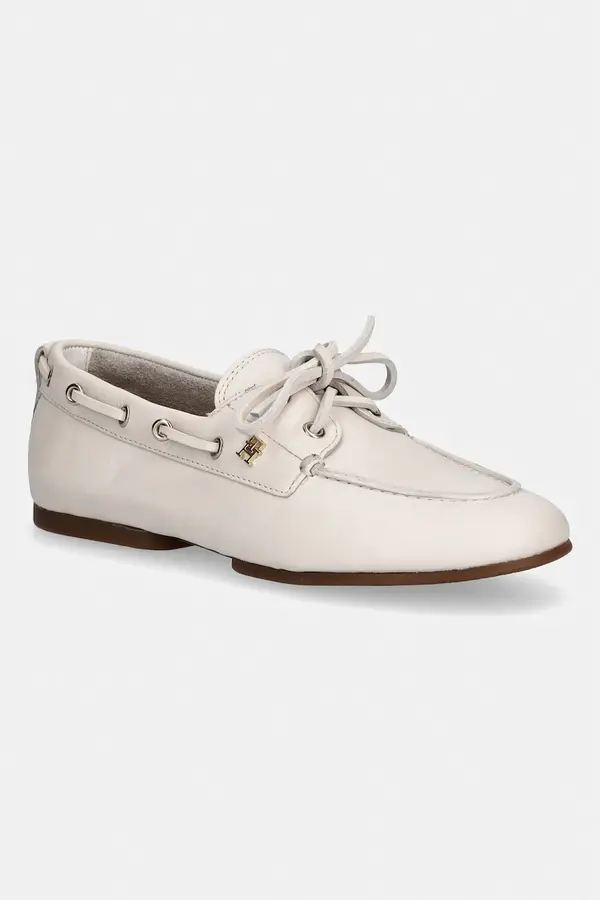 Tommy Hilfiger Tommy Hilfiger mokasinke ženske od kože TH SLEEK LEATHER BOAT SHOE