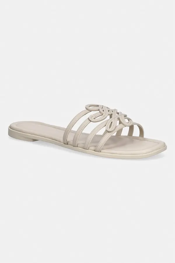 Tommy Hilfiger Tommy Hilfiger natikače s otvorenim prstima za žene od kože TH SCRIPT FLAT MULE LTH