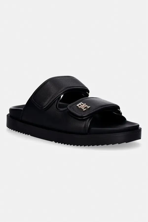 Tommy Hilfiger Tommy Hilfiger natikače za žene kožne DOUBLE STRAP LEATHER SANDAL