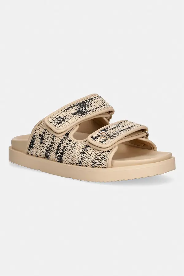 Tommy Hilfiger Tommy Hilfiger natikače ženske DOUBLE STRAP RAFFIA SANDAL