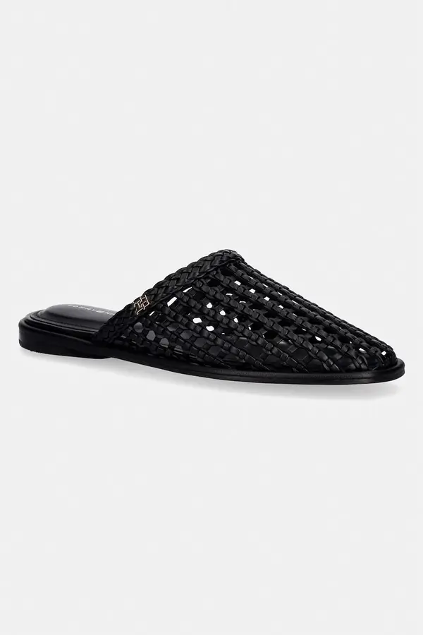 Tommy Hilfiger Tommy Hilfiger natikače ženske HILFIGER LEATHER MIX FLAT MULE