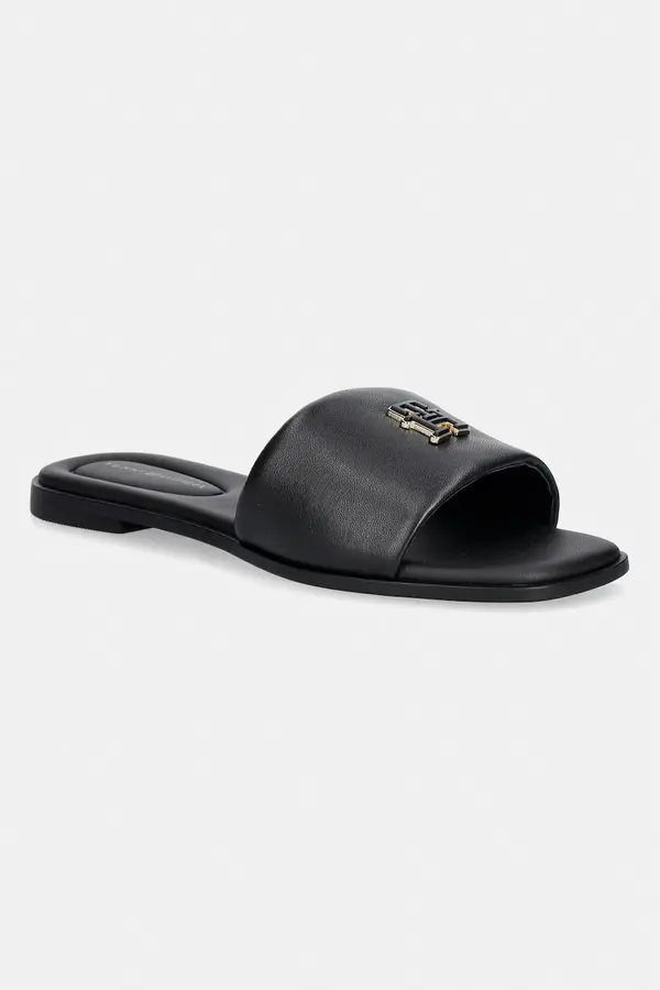 Tommy Hilfiger Tommy Hilfiger natikače ženske od kože TH LOGO HARDWARE LEATHER MULE