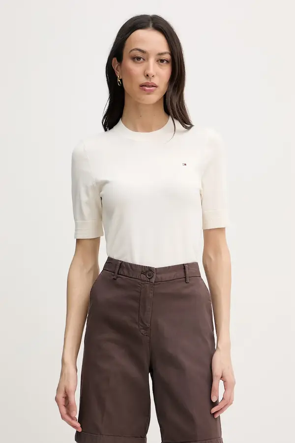 Tommy Hilfiger Tommy Hilfiger pletena majica kratkih rukava ženska s pamukom