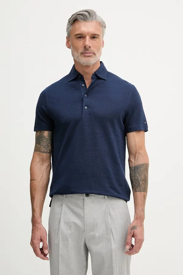 Tommy Hilfiger Tommy Hilfiger pletena polo majica muška lanena NEW YORK