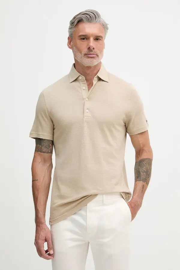 Tommy Hilfiger Tommy Hilfiger pletena polo majica muška s lanom NEW YORK